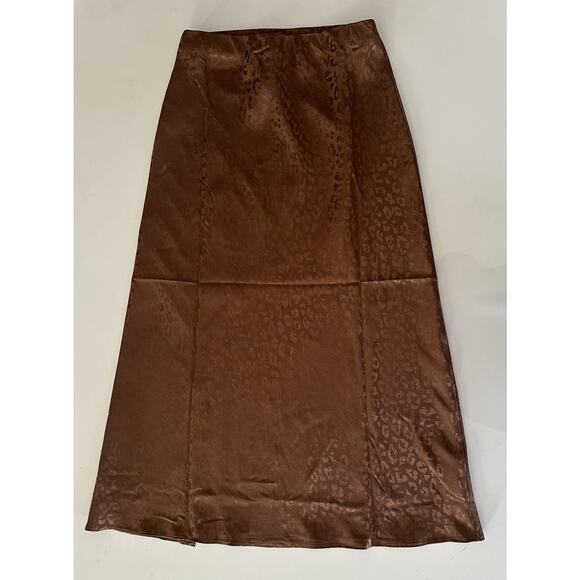 Blue Rain Francesca’s Brown Cheetah Silk Midi Skirt Xsmall Casual Career preppy - Picture 1 of 7